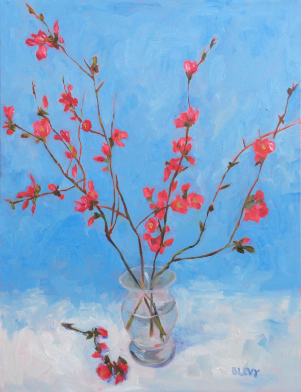 japanese Quince original floral painting bart levy art