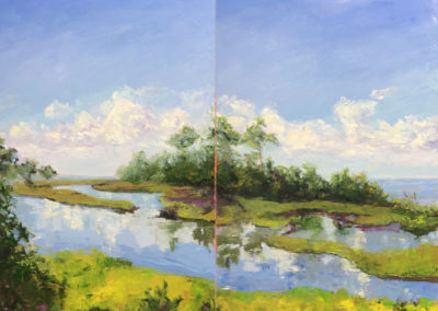 Manteo marsh diptych original oil painting bart levy art