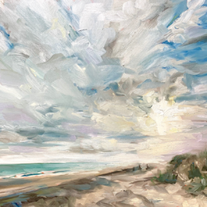 December beach oil painting by Bart Levy