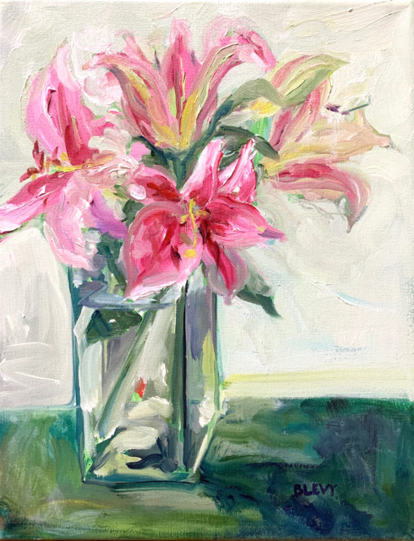 stargazer lilies, original oil painting by Bart Levy