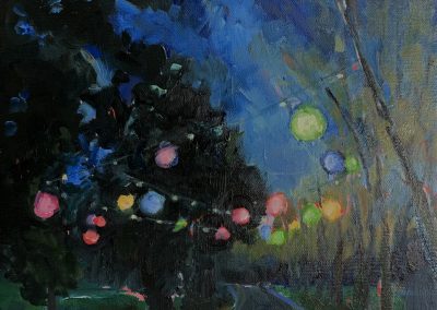 party lights at maymont, original oil painting, bart levy