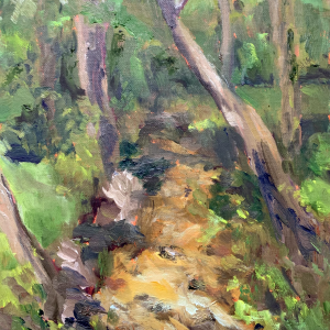 Backyard Creek-Spring, original oil painting by Bart Levy