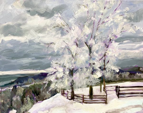 winter on bent mountain, original oil painting, bart levy