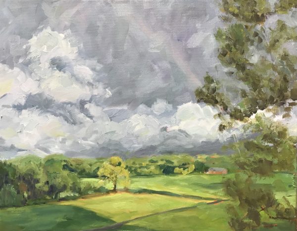 The Rainbow Ends in Mert's Front Yard, an original oil painting by Bart Levy
