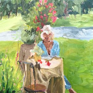 Nadia Reading, original impressionist painting by Bart Levy