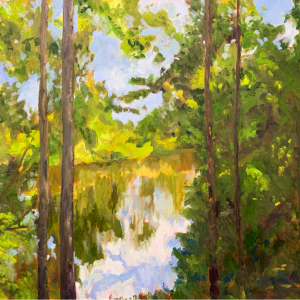 Reflections (Hidden Pond #2), Original oil painting by Bart Levy