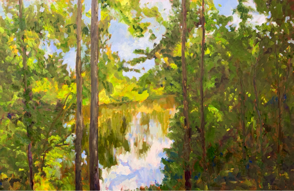 Reflections (Hidden Pond #2), Original oil painting by Bart Levy