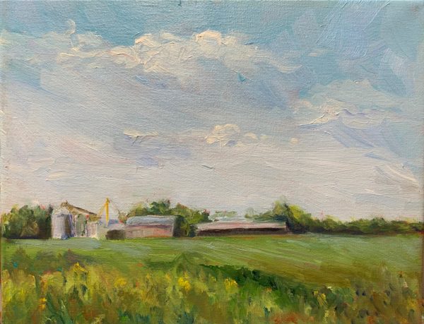 working farm, an original oil painting by bart levy